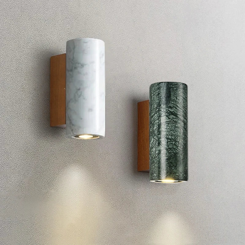 Marble LED wall light with bedside bracket, decorative nordic design for hotel