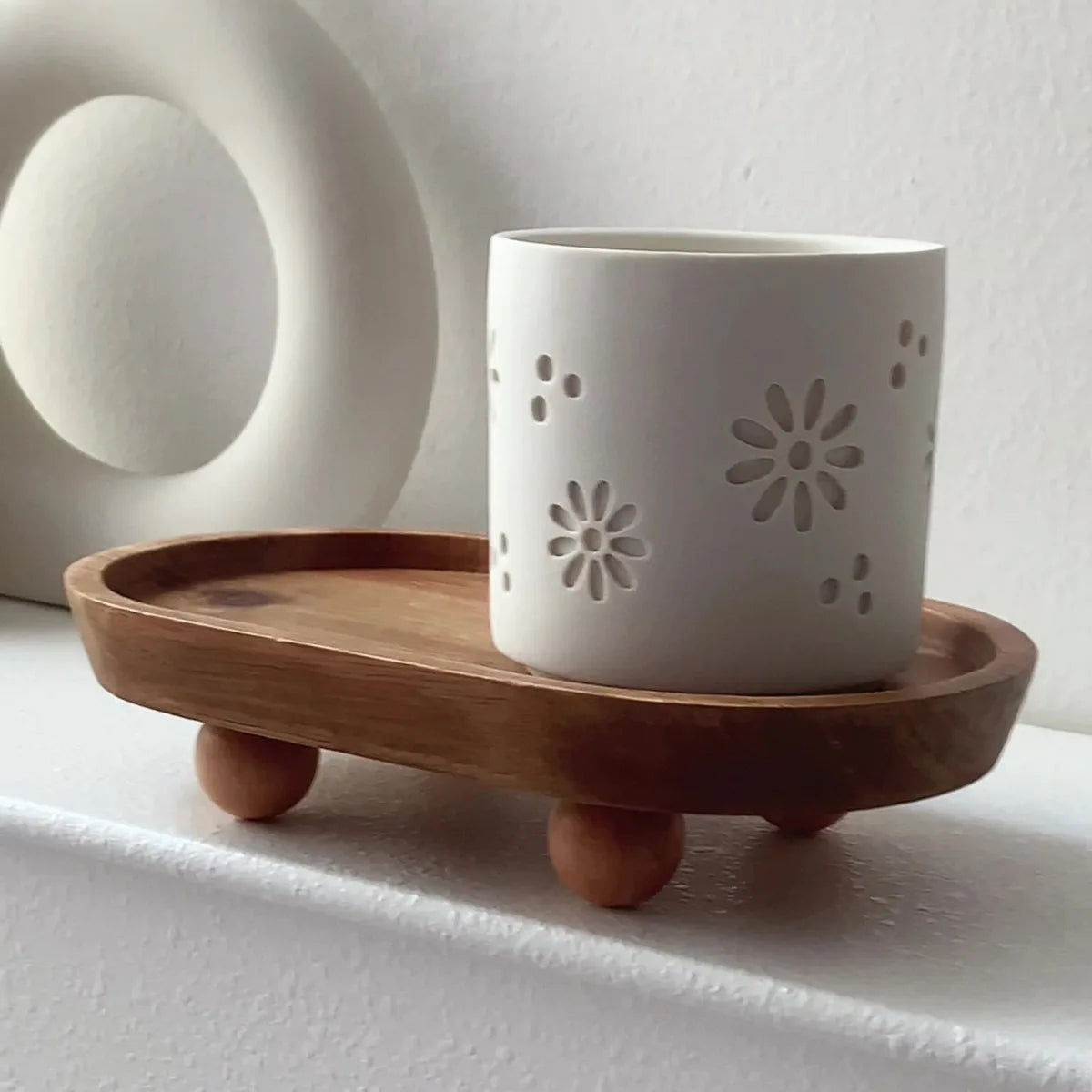 Multifunctional wooden tray for storage and decoration - vue 4 sur 7