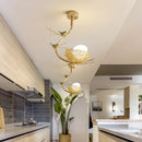 Modern LED chandelier with bird's nest design and glass ball
