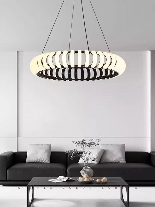 Modern round nordic LED designer pendant lamp for atmospheric decor - vue 6 sur 9