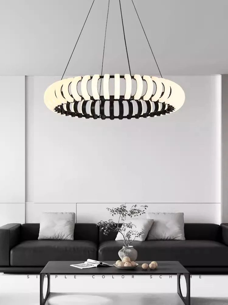 Modern round nordic LED designer pendant lamp for atmospheric decor - vue 5 sur 9
