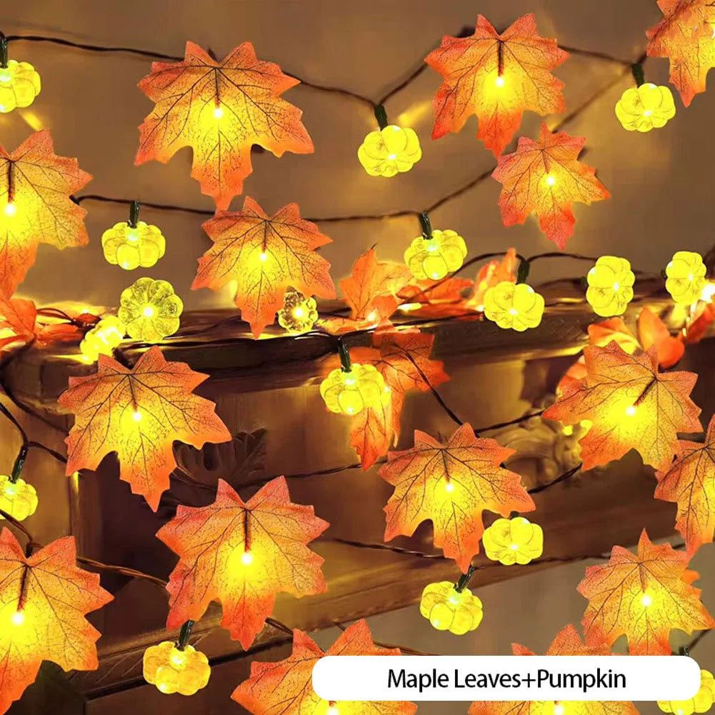 Maple leaf LED garland for autumn and winter decorations