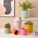 ceramic flower pot vertical lines for indoor plants