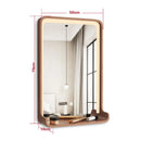 Solid wood mirror with LED lighting and wall mounting