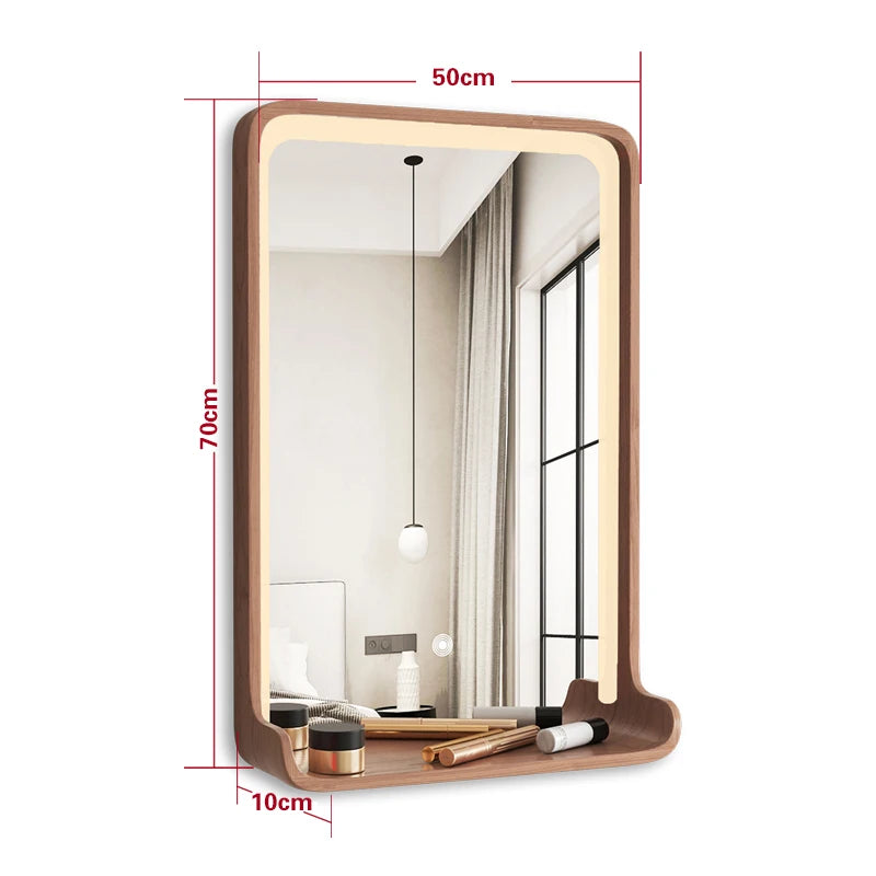 Solid wood mirror with LED lighting and wall mounting - vue 29 sur 29