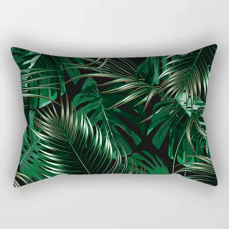 Rectangular cushion cover with tropical floral pattern 30x50 cm