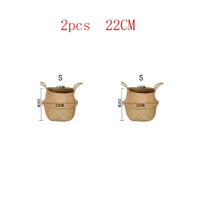 hanging wicker basket for flowers or storage - vue 12 sur 16