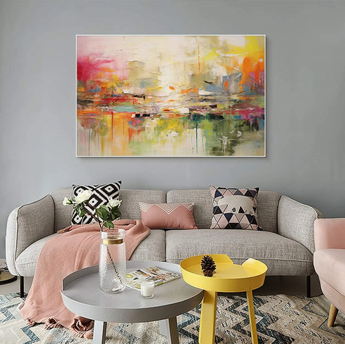 large hand painted abstract wall painting for home decor - vue 4 sur 7