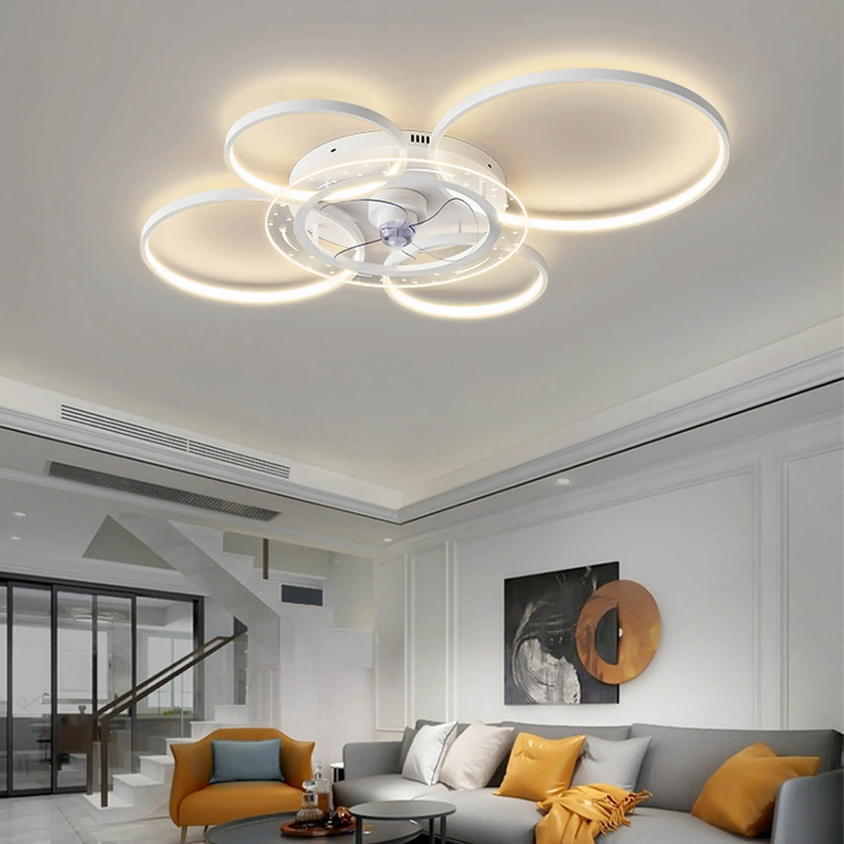 Designer ceiling light with LED circles