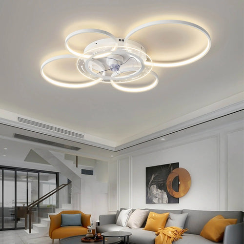 Designer ceiling light with LED circles - vue 3 sur 7