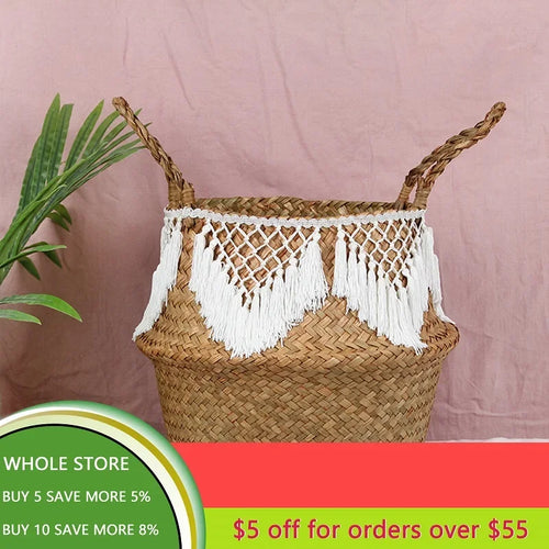 woven wicker basket for versatile storage and decoration - vue 3 sur 18