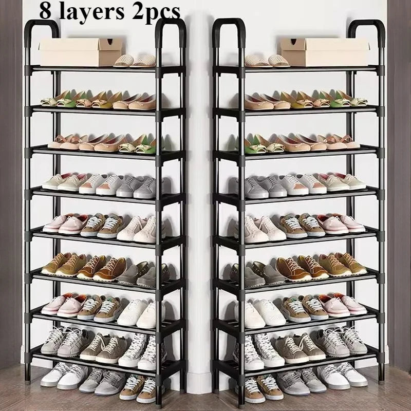trendy space-saving 5-tier metal shoe rack - vue 12 sur 16