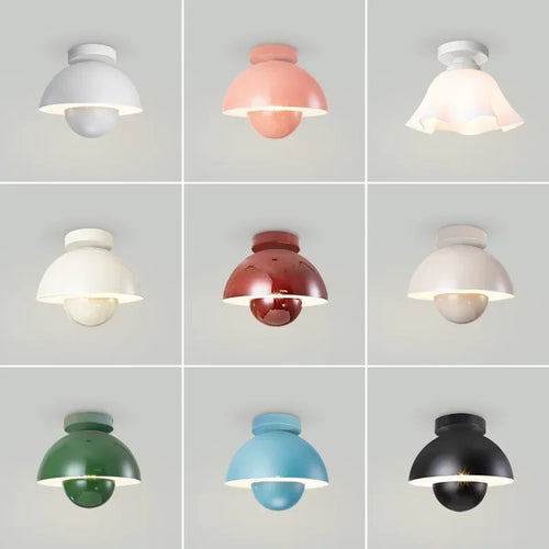 Modern semi-circular LED ceiling light for hallway balcony and staircase - vue 6 sur 12