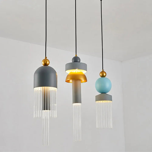 Modern nordic minimalist iron and glass pendant light - vue 4 sur 10