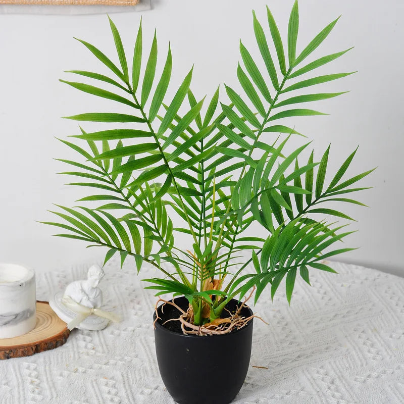 Small artificial palm plastic plants for indoor and outdoor decor