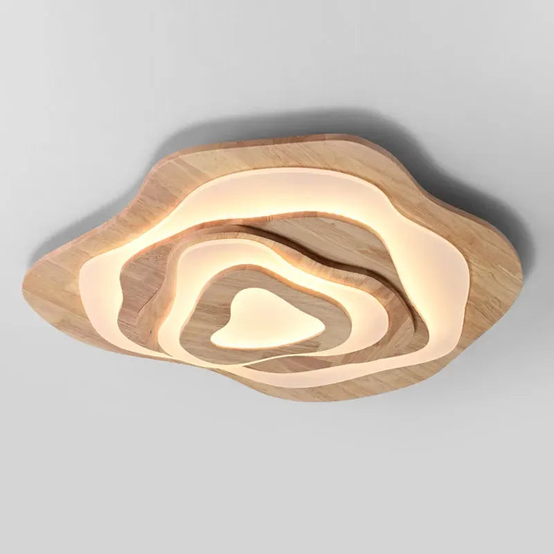 Nordic wood LED ceiling light with remote control modern decorative design