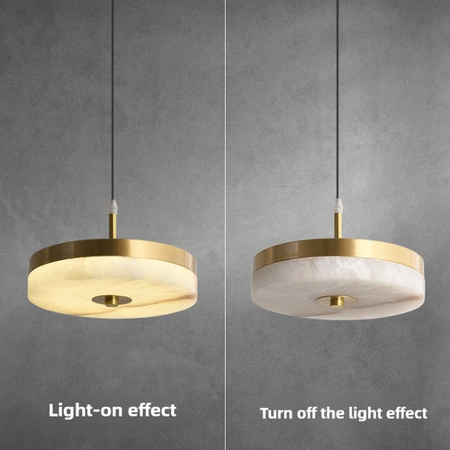 White marble and copper pendant light for elegant interiors - vue 4 sur 7