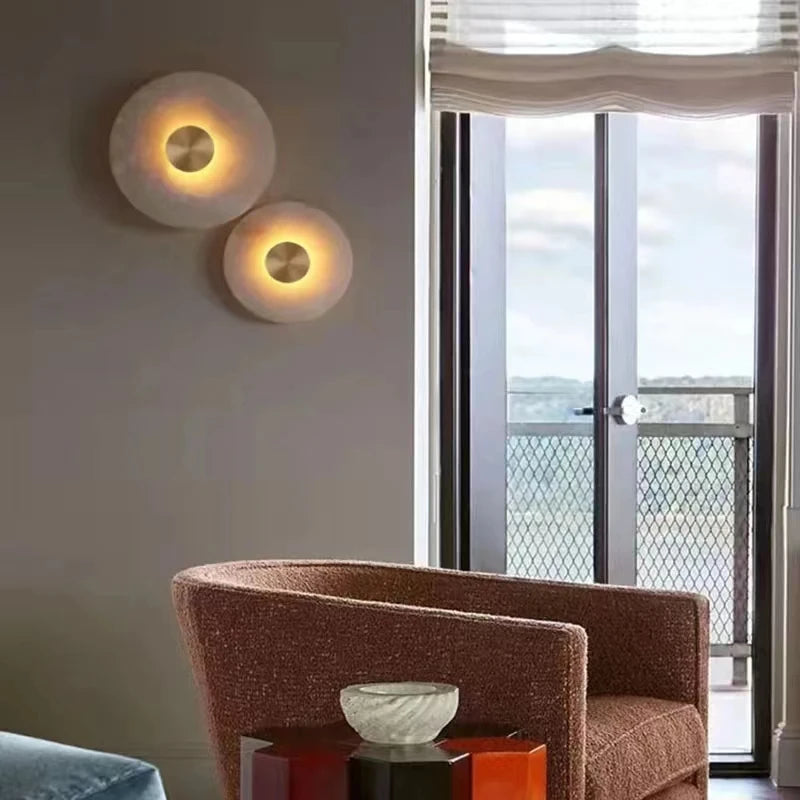 Modern LED marble and copper wall light 3000k artistic
