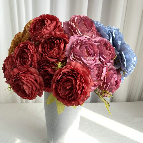 Artificial silk peony bouquet for floral decoration - vue 3 sur 17