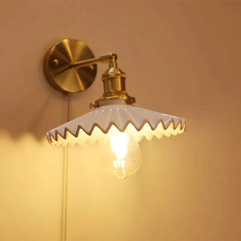 Antique LED wall light with pull switch