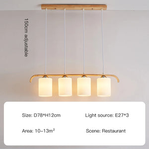 Nordic wooden and glass chandelier for indoor lighting