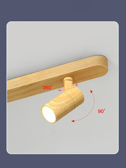 Modern LED chandelier in wood-effect for indoor spaces and elegant design - vue 7 sur 16