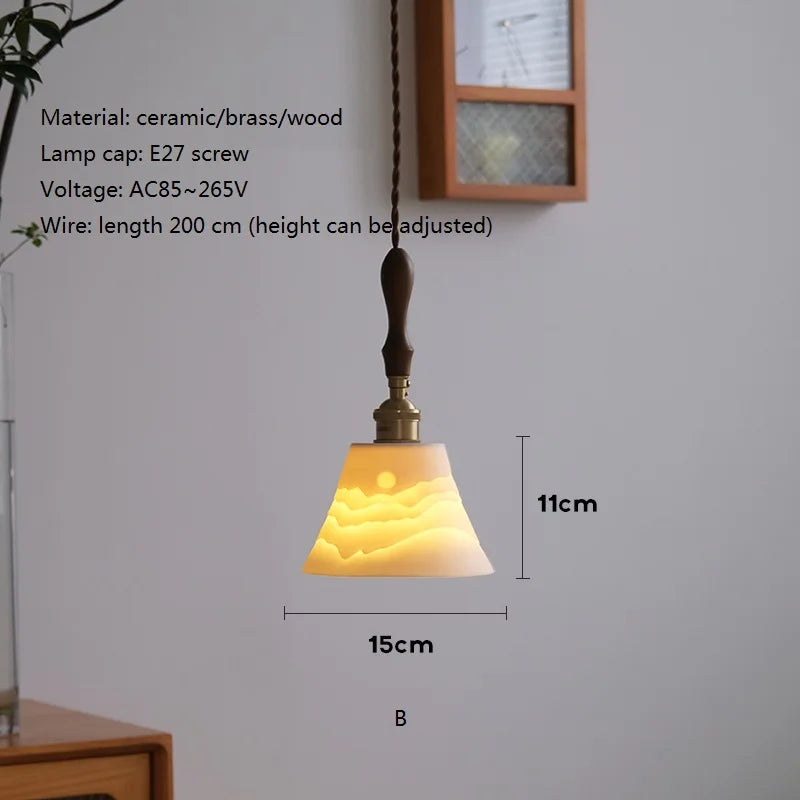 Nordic vintage ceramic and brass pendant chandelier - vue 9 sur 10