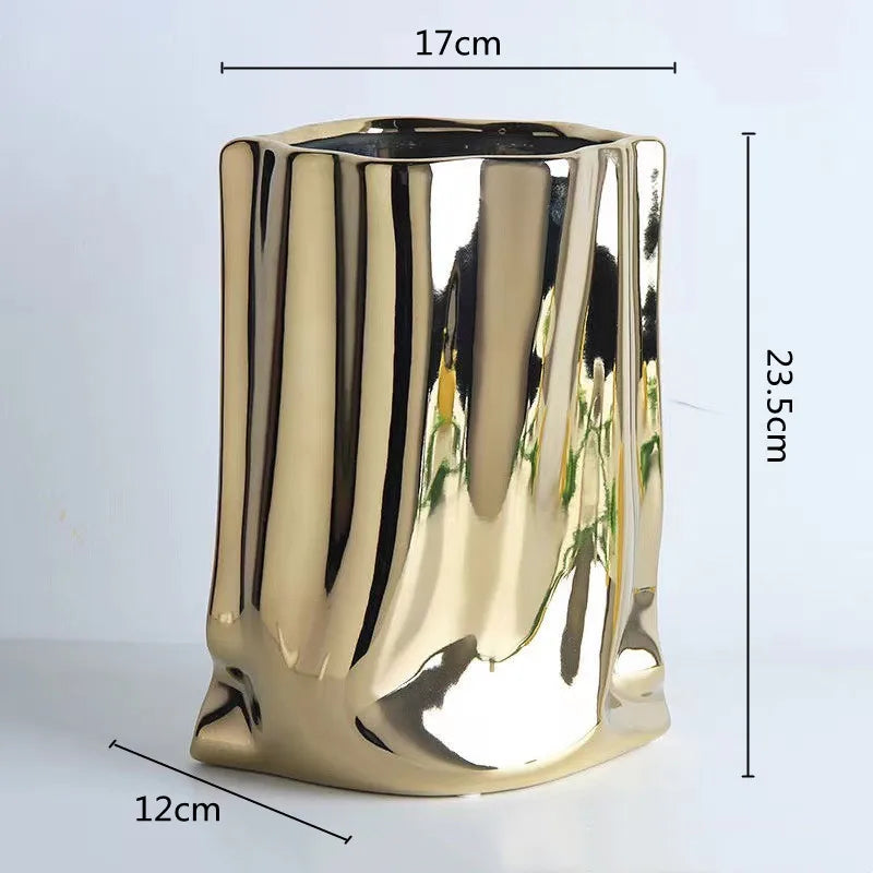 ceramic vase with silver frills for decorative flowers - vue 12 sur 12