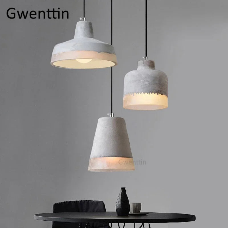 Nordic vintage cement pendant light for industrial decor