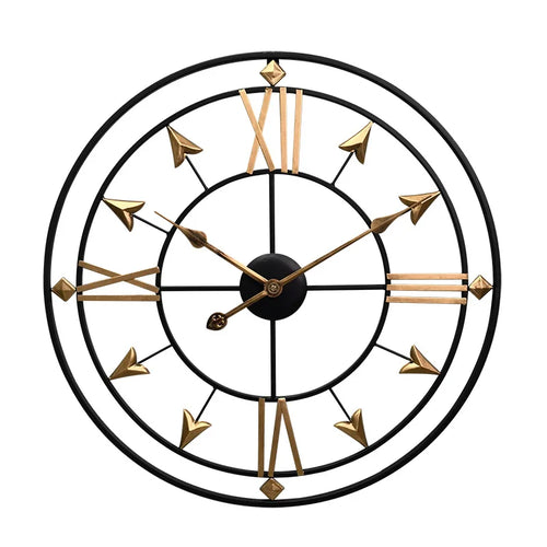 Wrought Iron Wall Clock for Living Room, Home Warm Decoration, Retro Silent Clock