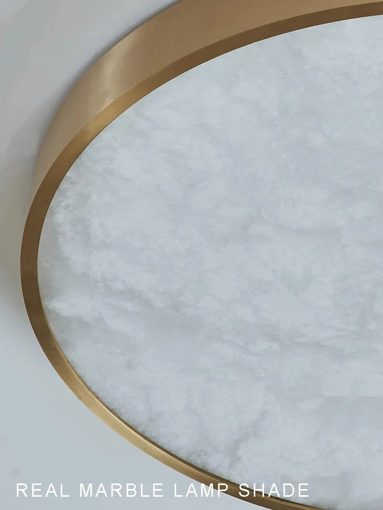 Modern brushed copper and marble LED ceiling light - vue 4 sur 11
