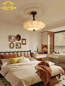 Solid wood and fabric retro medieval decorative pendant light