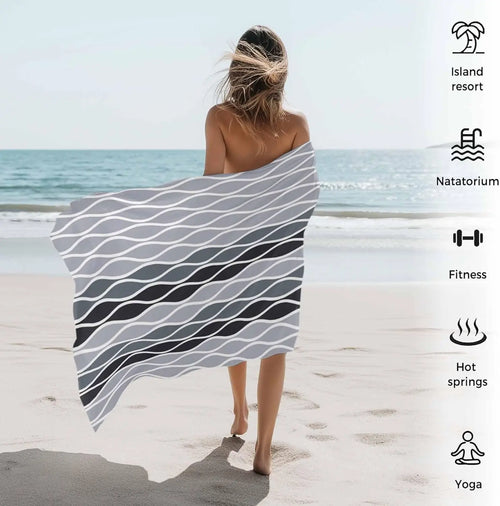 Beach towel with abstract wave pattern Moroccan style - vue 5 sur 6