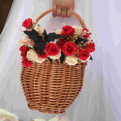 foldable wicker picnic basket with flowers - vue 8 sur 8