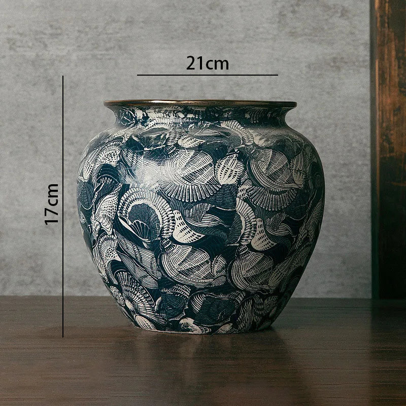 handmade retro ceramic vase with decorative gilding