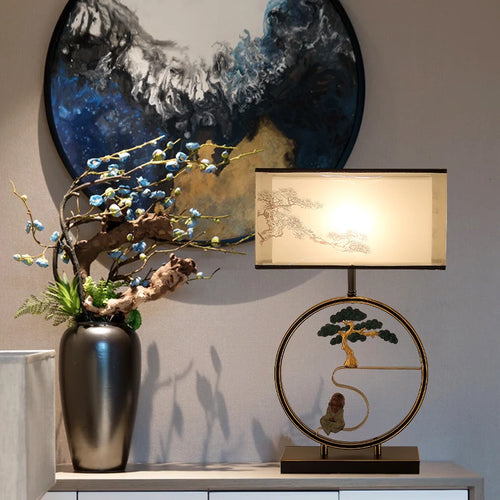 Retro Chinese-style bedside lamp for interior decoration - vue 5 sur 7