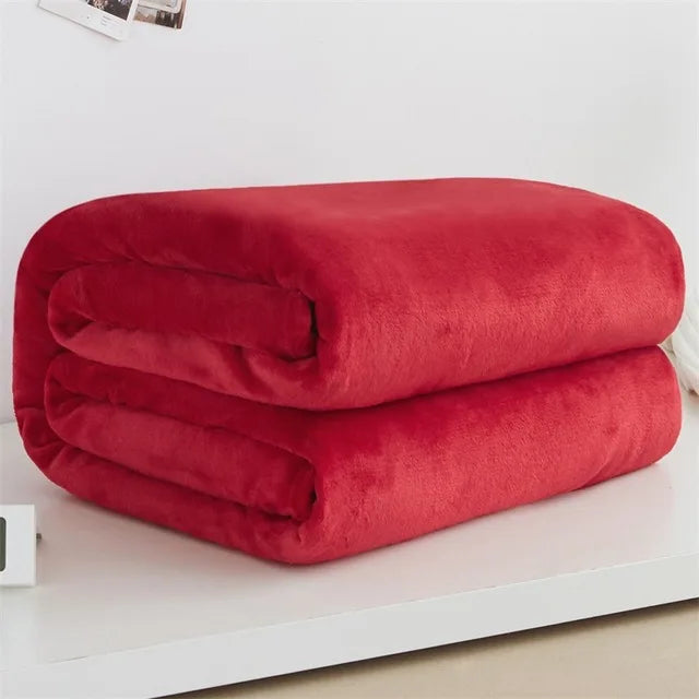 Soft coral fleece flannel blanket for bed and living room
