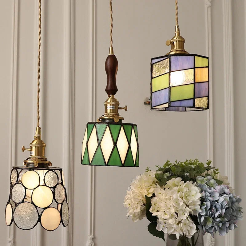 handmade tiffany style glass chandelier for home decor