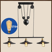 Vintage industrial 3-head iron pulley pendant light