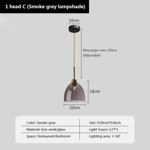 Modern glass pendant light for decorative indoor lighting - vue 21 sur 22