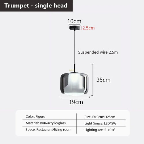 Multi-head glass pendant light for modern interiors - vue 17 sur 23