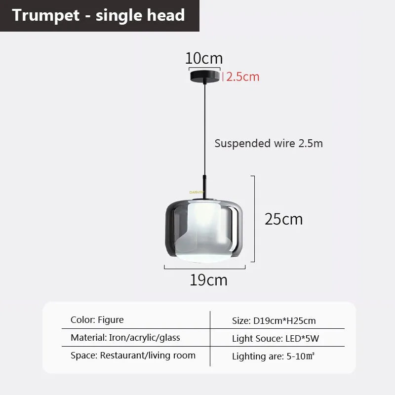 Multi-head glass pendant light for modern interiors - vue 16 sur 23