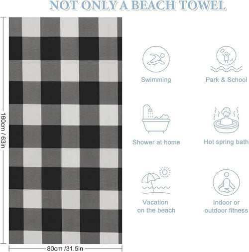 Lightweight sand-free checked beach towel - vue 4 sur 6