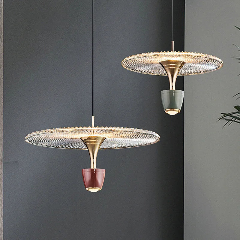 Round acrylic LED pendant light with adjustable cord
