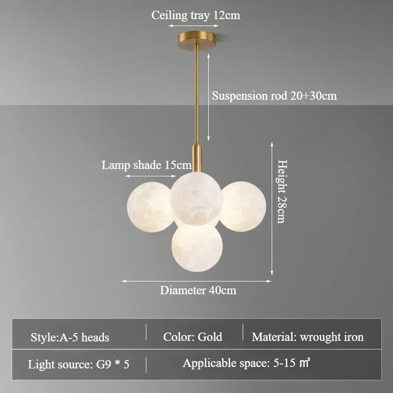 Modern Moon Bubble Pendant, Living Room Dining Room Home Decoration Lighting, LED Pendant - vue 10 sur 10