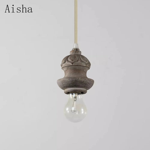 Retro country-style wood-effect pendant light for indoor use - vue 6 sur 8