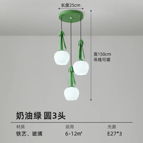 Art deco glass chandelier with hanging floral shade - vue 7 sur 11