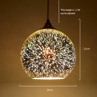 3D firework stained glass pendant light - vue 13 sur 12