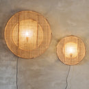 Rattan and Japanese bamboo wood wall lamp