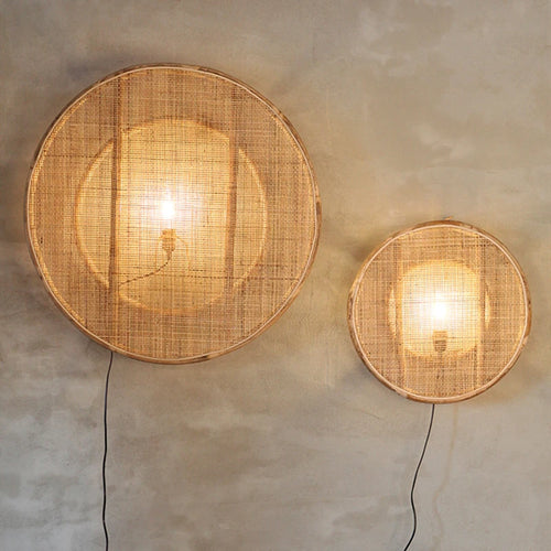 Rattan and Japanese bamboo wood wall lamp - vue 6 sur 8